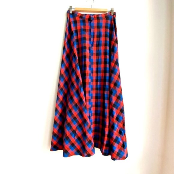 Plaid Maxi Skirt in Red and Blue - Picture 5 of 5
